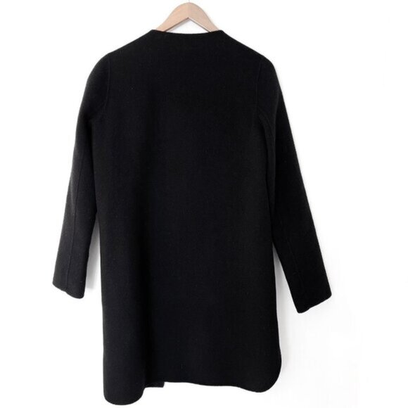 Vince Asymmetrical Draped Two-Tone Wool Coat | Charcoal Heather Grey Extra Small - Picture 10 of 16